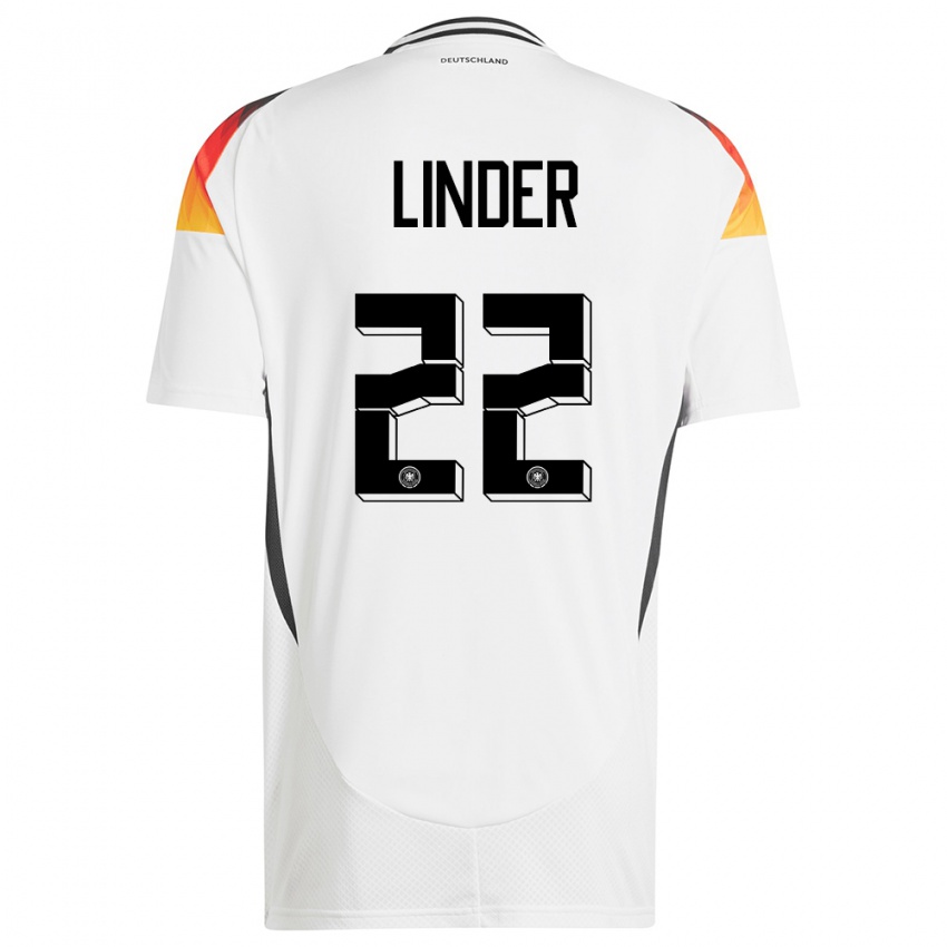 Kinder Deutschland Sarai Linder #22 Weiß Heimtrikot Trikot 24-26 T-Shirt Österreich