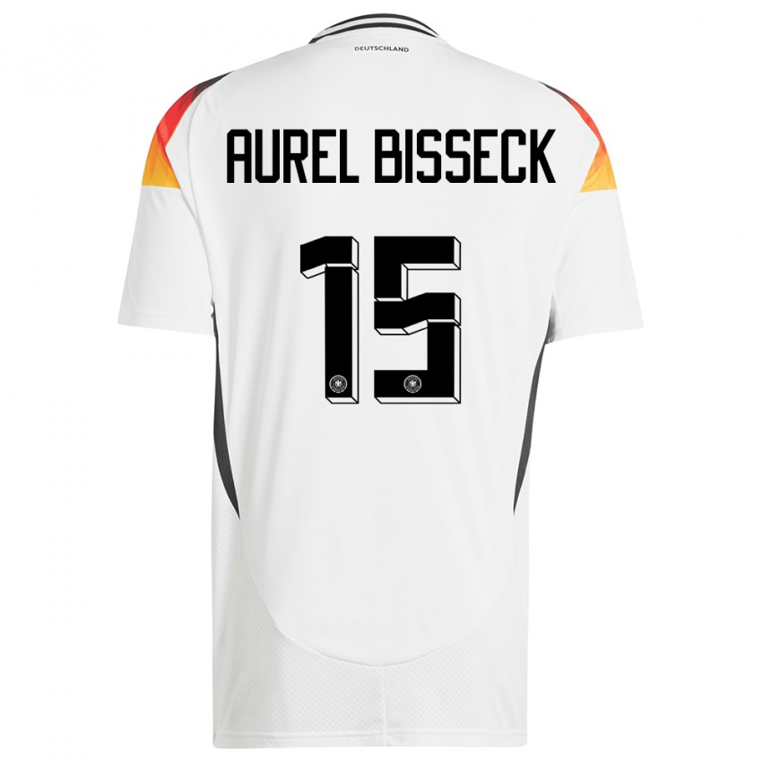 Kinder Deutschland Yann Aurel Bisseck #15 Weiß Heimtrikot Trikot 24-26 T-Shirt Österreich