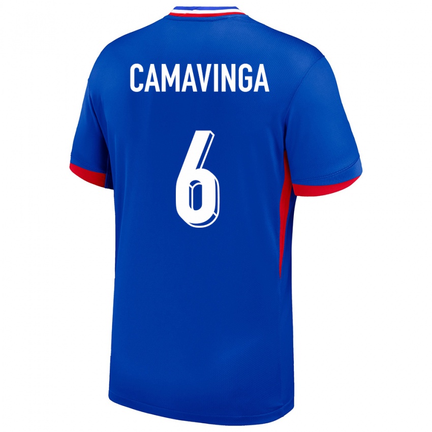 Kinder Frankreich Eduardo Camavinga #6 Blau Heimtrikot Trikot 24-26 T-Shirt Österreich