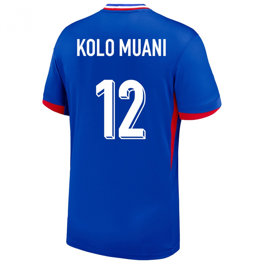 Kinder Frankreich Randal Kolo Muani #12 Blau Heimtrikot Trikot 24-26 T-Shirt Österreich