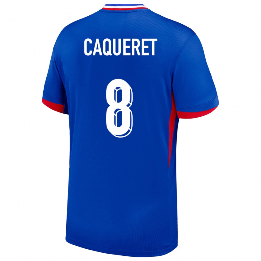 Kinder Frankreich Maxence Caqueret #8 Blau Heimtrikot Trikot 24-26 T-Shirt Österreich