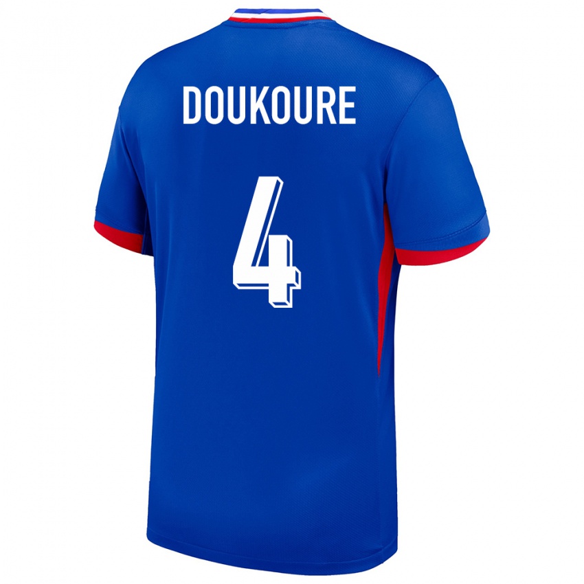 Kinder Frankreich Ismael Doukoure #4 Blau Heimtrikot Trikot 24-26 T-Shirt Österreich