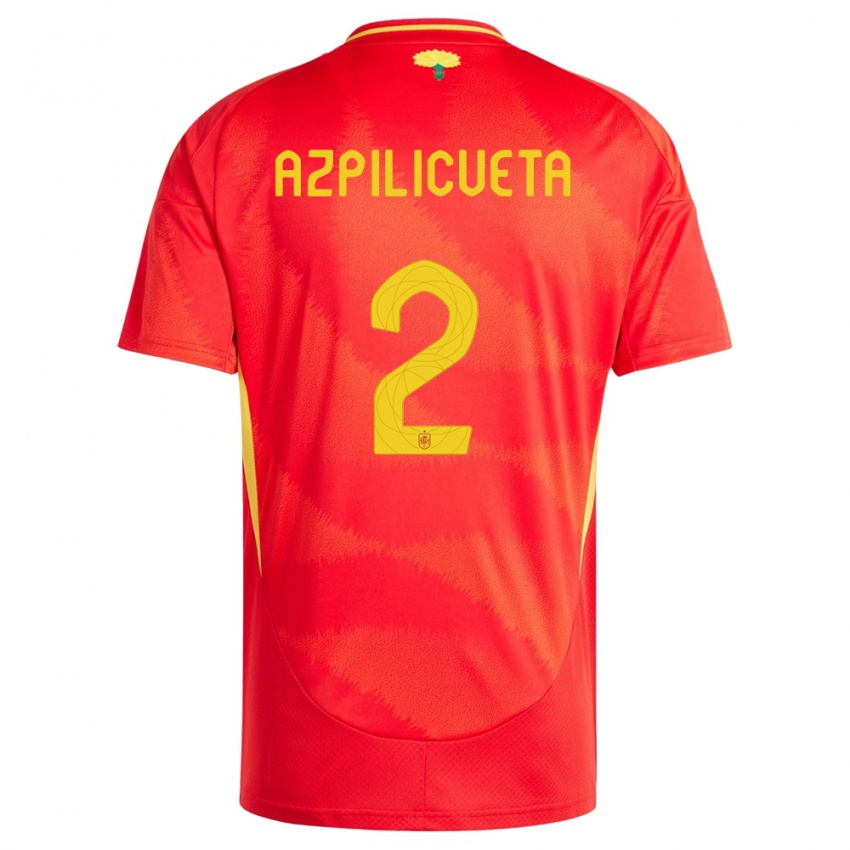 Kinder Spanien Cesar Azpilicueta #2 Rot Heimtrikot Trikot 24-26 T-Shirt Österreich