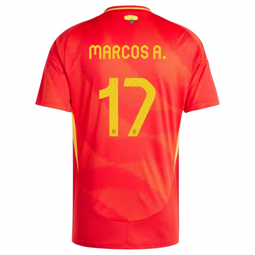 Kinder Spanien Marcos Alonso #17 Rot Heimtrikot Trikot 24-26 T-Shirt Österreich