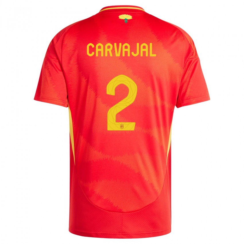 Kinder Spanien Daniel Carvajal #2 Rot Heimtrikot Trikot 24-26 T-Shirt Österreich