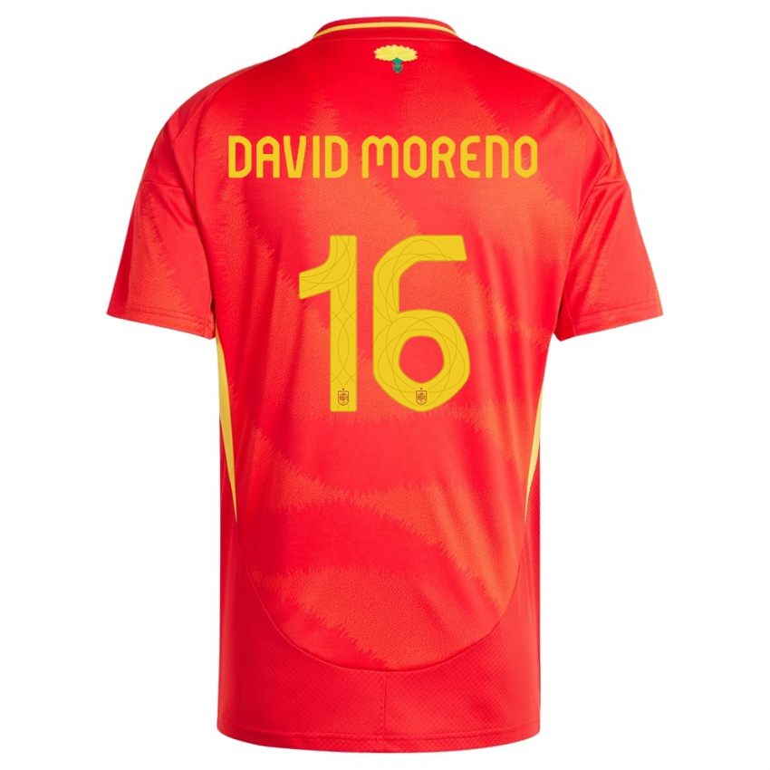 Kinder Spanien Antonio David Moreno #16 Rot Heimtrikot Trikot 24-26 T-Shirt Österreich