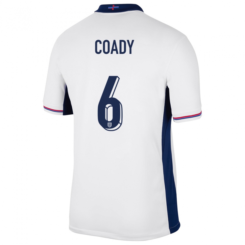 Kinder England Conor Coady #6 Weiß Heimtrikot Trikot 24-26 T-Shirt Österreich