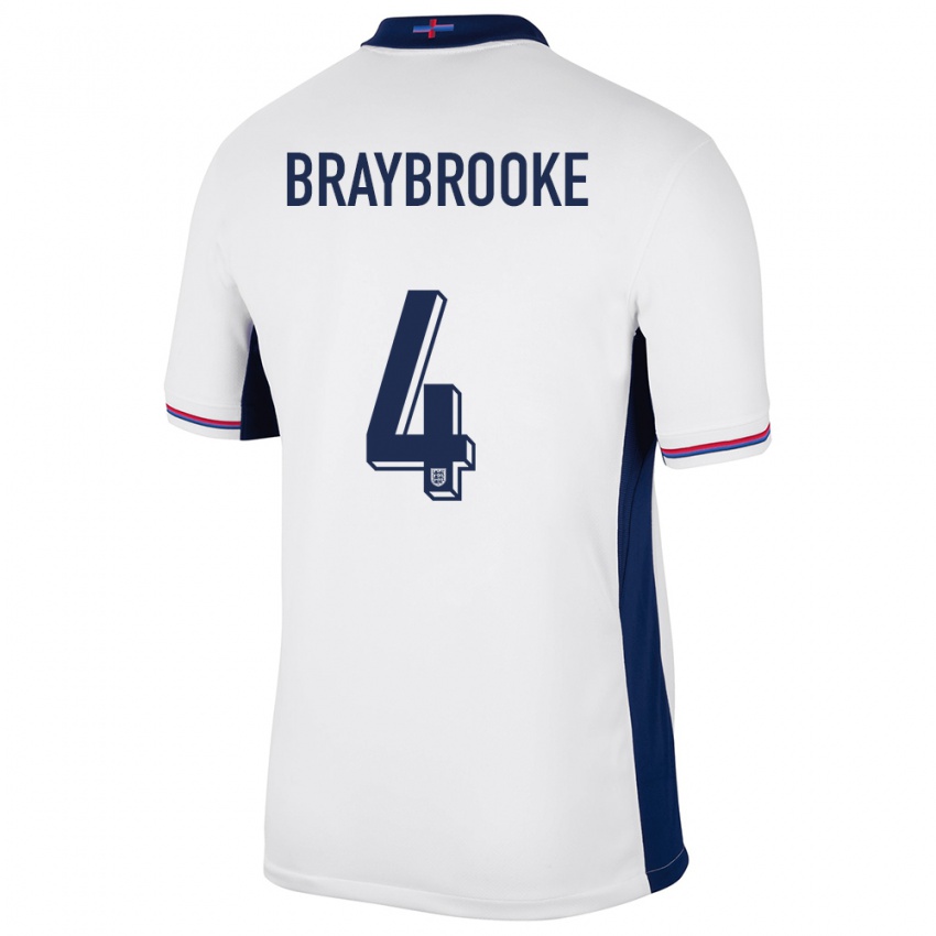 Kinder England Samuel Braybrooke #4 Weiß Heimtrikot Trikot 24-26 T-Shirt Österreich