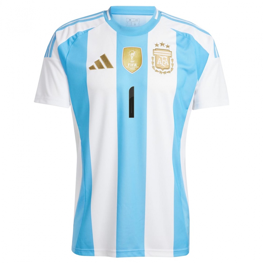 Kinder Argentinien Jeremias Ledesma #1 Weiß Blau Heimtrikot Trikot 24-26 T-Shirt Österreich