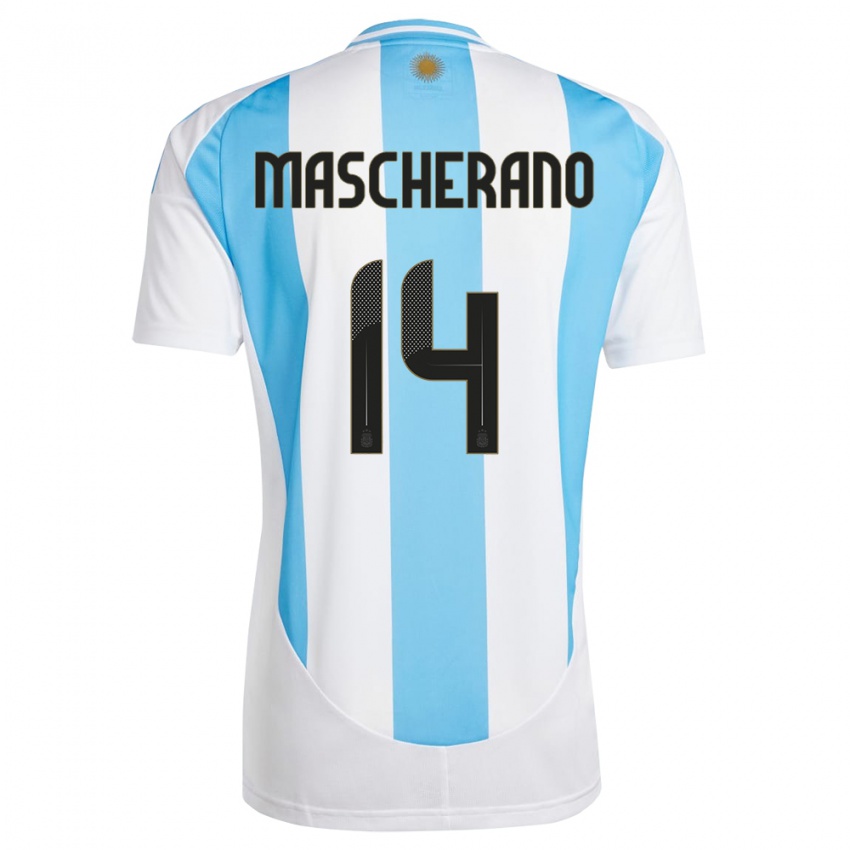 Kinder Argentinien Javier Mascherano #14 Weiß Blau Heimtrikot Trikot 24-26 T-Shirt Österreich