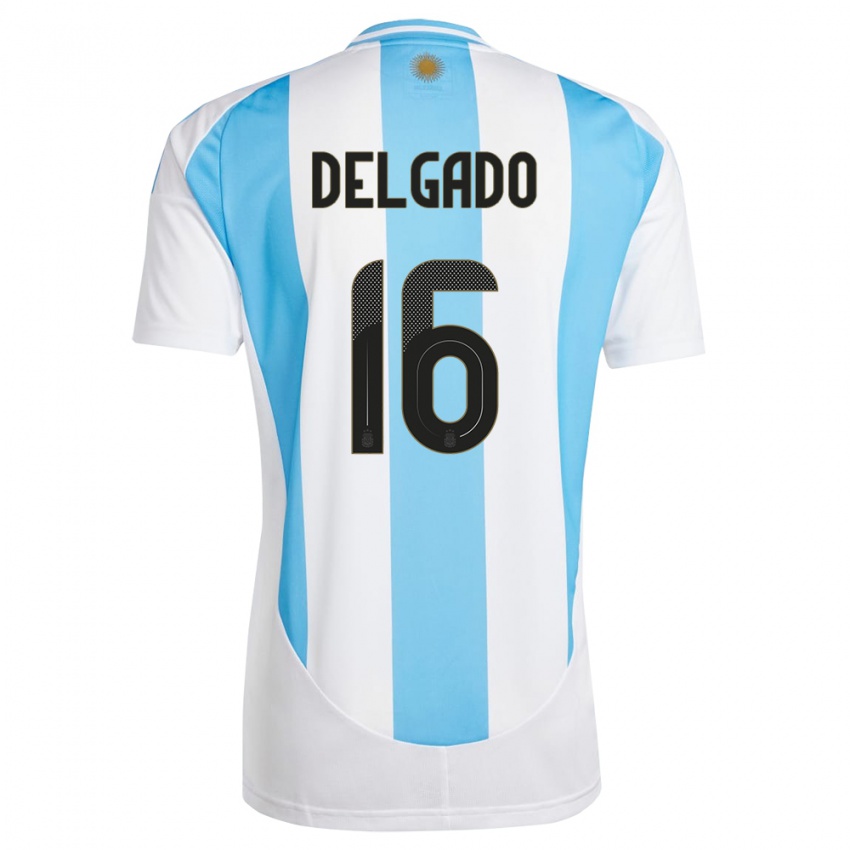Kinder Argentinien Marina Delgado #16 Weiß Blau Heimtrikot Trikot 24-26 T-Shirt Österreich
