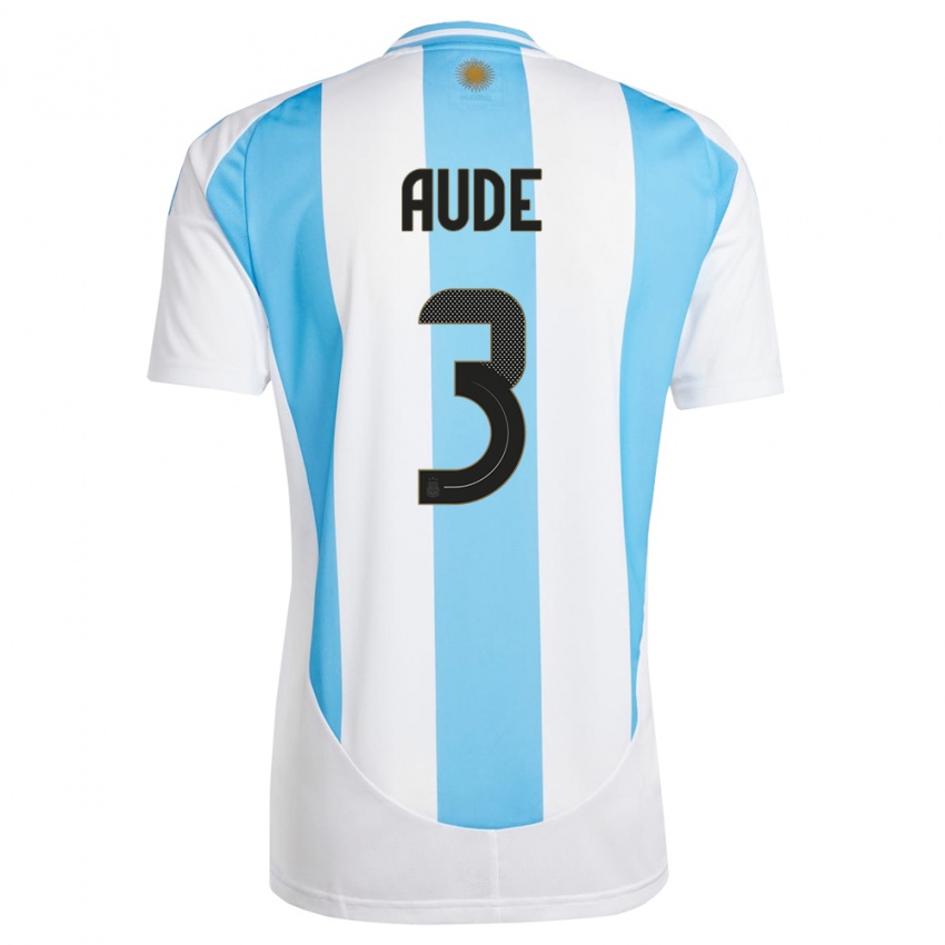 Kinder Argentinien Julian Aude #3 Weiß Blau Heimtrikot Trikot 24-26 T-Shirt Österreich