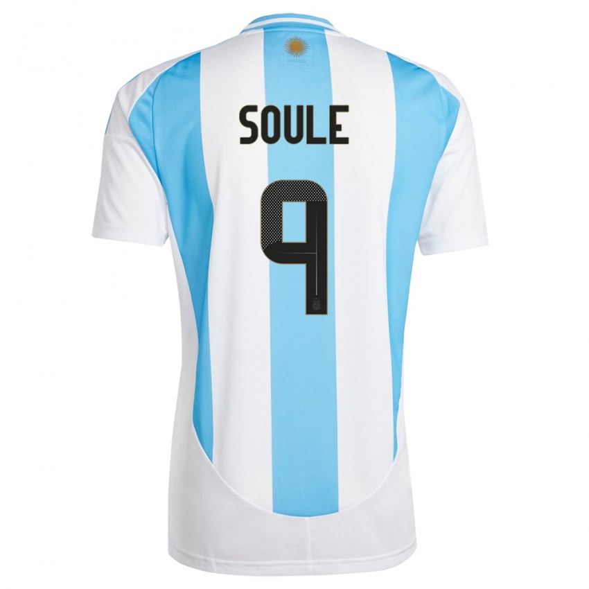 Kinder Argentinien Matias Soule #9 Weiß Blau Heimtrikot Trikot 24-26 T-Shirt Österreich