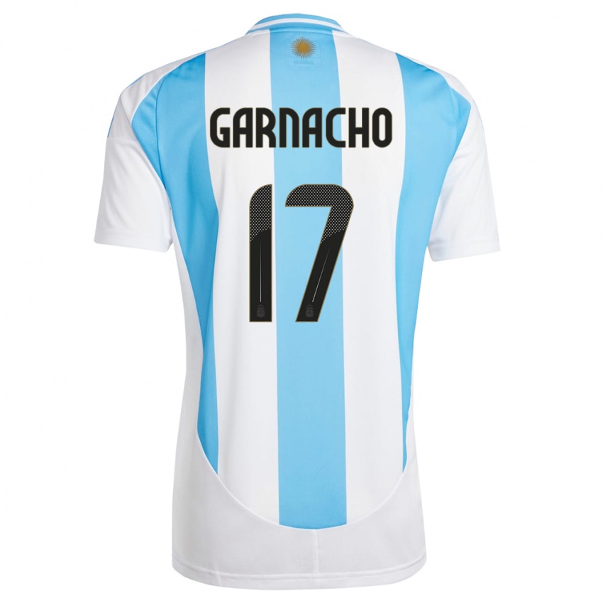 Kinder Argentinien Alejandro Garnacho #17 Weiß Blau Heimtrikot Trikot 24-26 T-Shirt Österreich