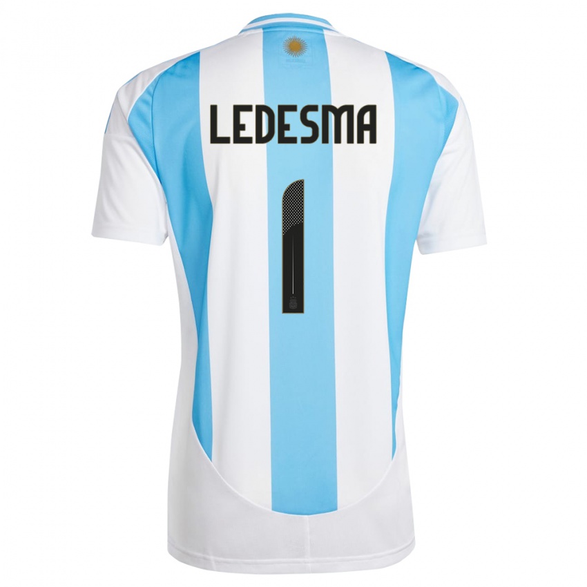 Kinder Argentinien Jeremias Ledesma #1 Weiß Blau Heimtrikot Trikot 24-26 T-Shirt Österreich