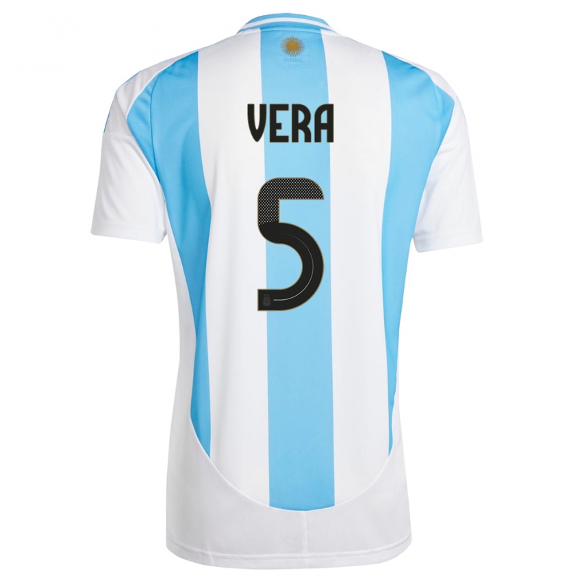 Kinder Argentinien Fausto Vera #5 Weiß Blau Heimtrikot Trikot 24-26 T-Shirt Österreich