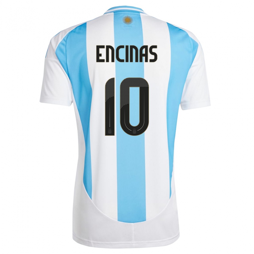 Kinder Argentinien Axel Encinas #10 Weiß Blau Heimtrikot Trikot 24-26 T-Shirt Österreich