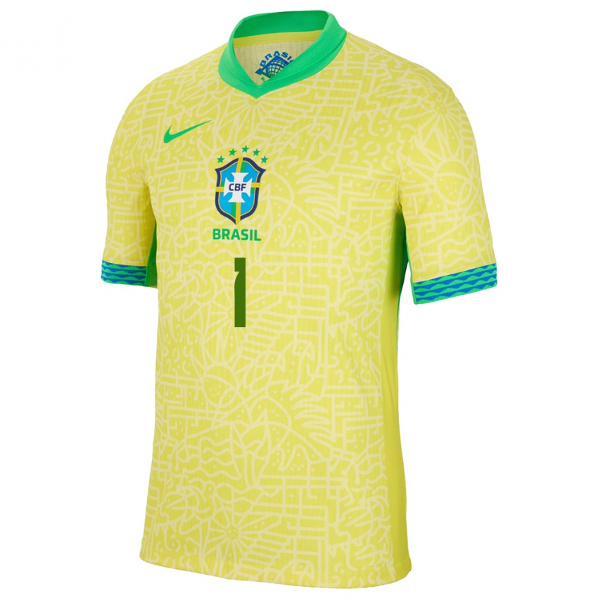 Kinder Brasilien Luciana #1 Gelb Heimtrikot Trikot 24-26 T-Shirt Österreich