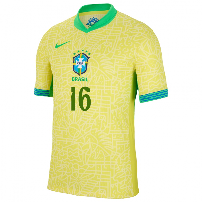 Kinder Brasilien Renan Lodi #16 Gelb Heimtrikot Trikot 24-26 T-Shirt Österreich