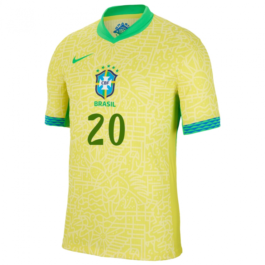 Kinder Brasilien Vinicius Junior #20 Gelb Heimtrikot Trikot 24-26 T-Shirt Österreich