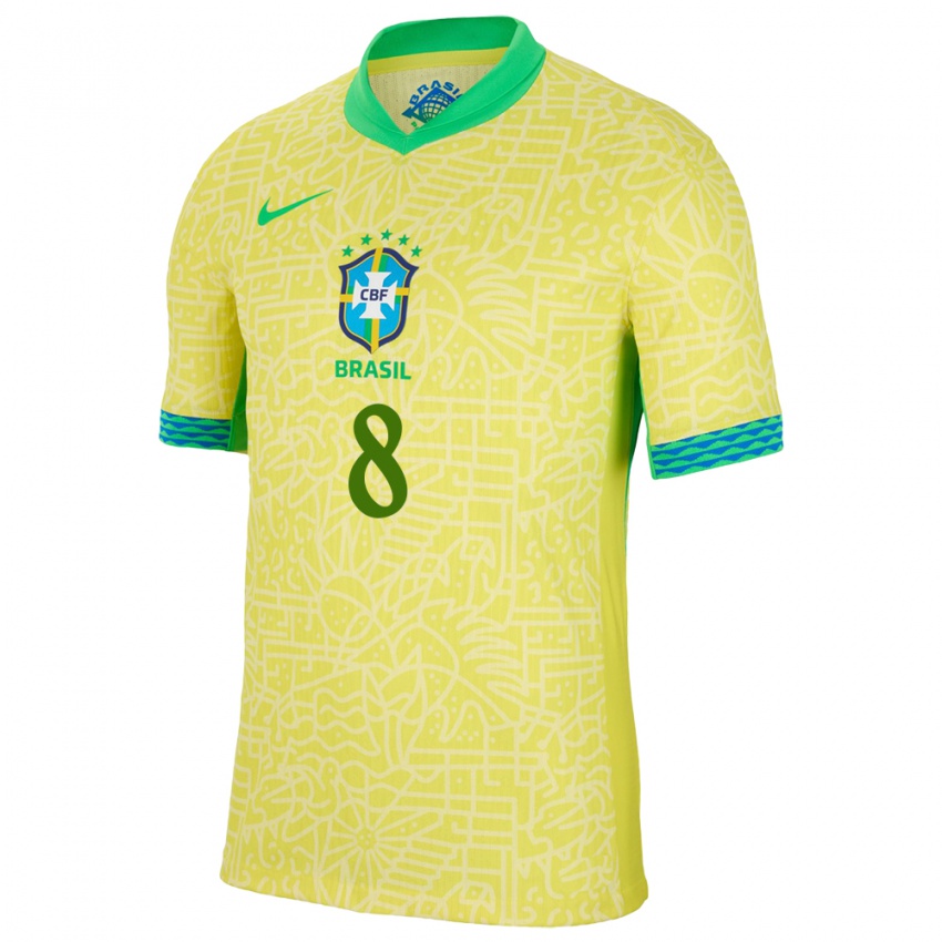 Kinder Brasilien Luiz Gustavo #8 Gelb Heimtrikot Trikot 24-26 T-Shirt Österreich