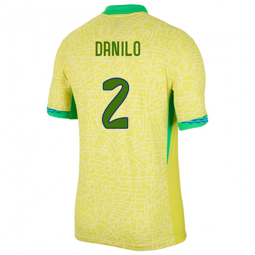 Kinder Brasilien Danilo #2 Gelb Heimtrikot Trikot 24-26 T-Shirt Österreich