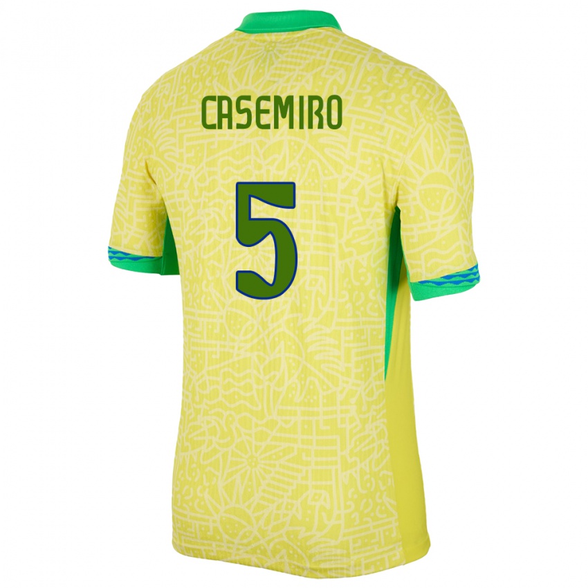 Kinder Brasilien Casemiro #5 Gelb Heimtrikot Trikot 24-26 T-Shirt Österreich