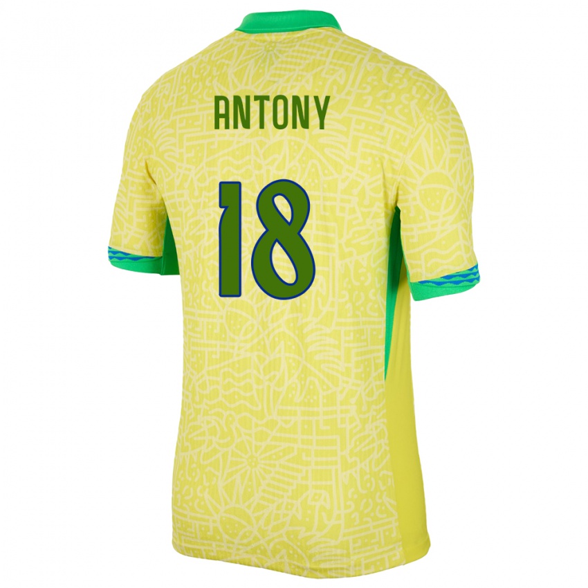 Kinder Brasilien Antony #18 Gelb Heimtrikot Trikot 24-26 T-Shirt Österreich