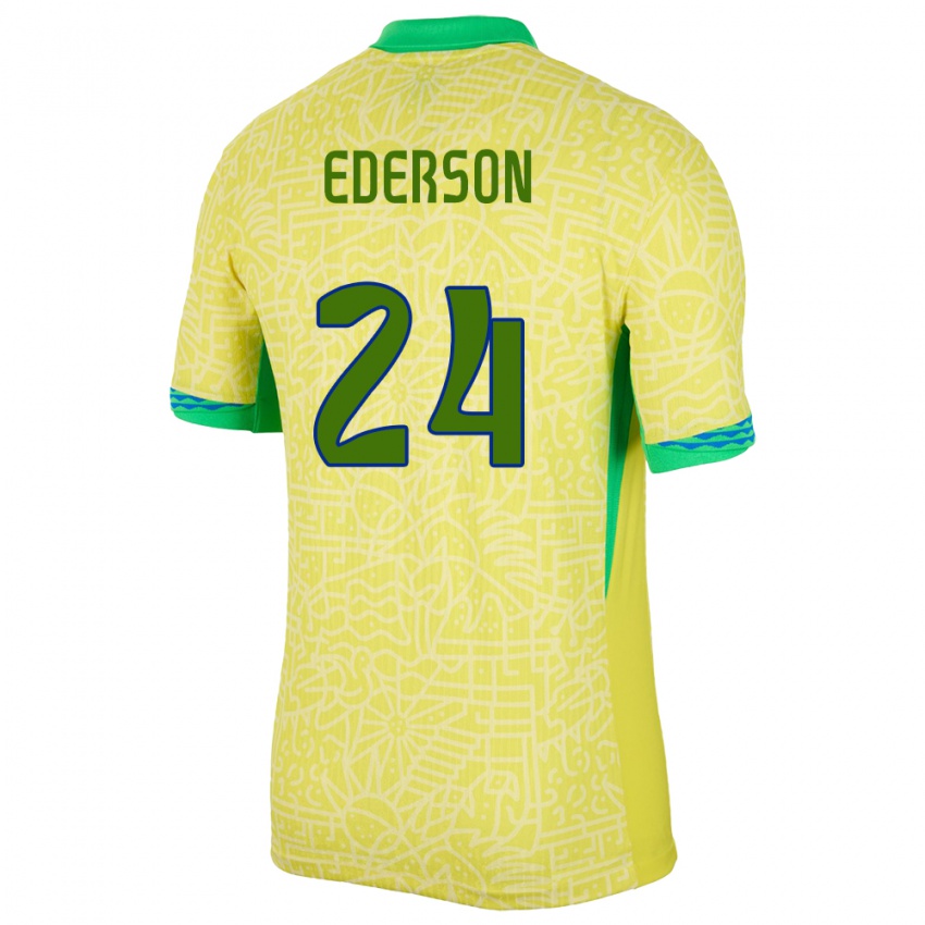 Kinder Brasilien Ederson #24 Gelb Heimtrikot Trikot 24-26 T-Shirt Österreich