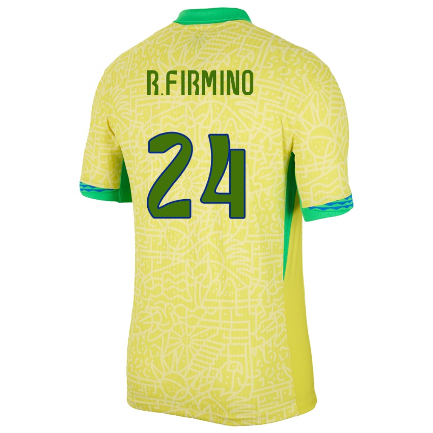 Kinder Brasilien Roberto Firmino #24 Gelb Heimtrikot Trikot 24-26 T-Shirt Österreich