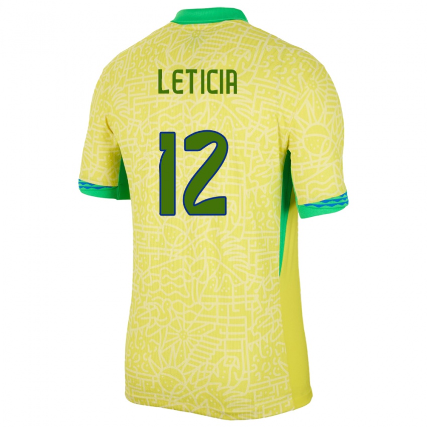 Kinder Brasilien Leticia #12 Gelb Heimtrikot Trikot 24-26 T-Shirt Österreich