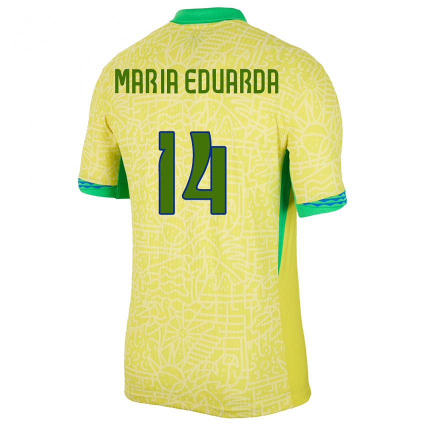 Kinder Brasilien Maria Eduarda #14 Gelb Heimtrikot Trikot 24-26 T-Shirt Österreich