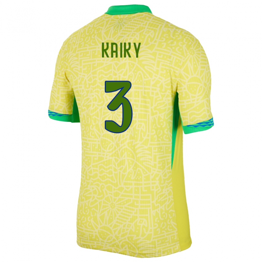 Kinder Brasilien Kaiky #3 Gelb Heimtrikot Trikot 24-26 T-Shirt Österreich