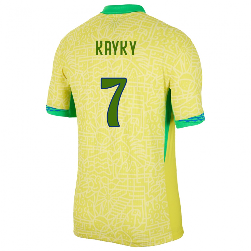 Kinder Brasilien Kayky #7 Gelb Heimtrikot Trikot 24-26 T-Shirt Österreich