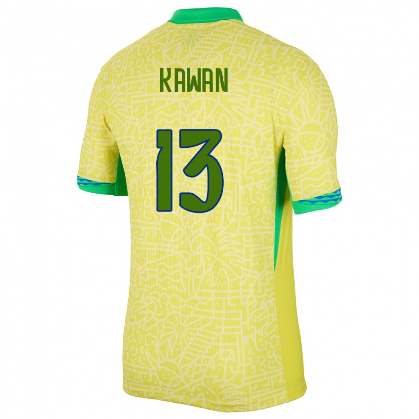 Kinder Brasilien Lucas Kawan #13 Gelb Heimtrikot Trikot 24-26 T-Shirt Österreich