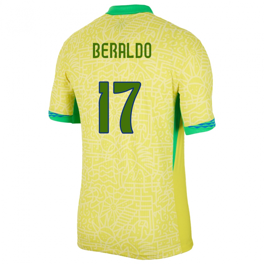 Kinder Brasilien Lucas Beraldo #17 Gelb Heimtrikot Trikot 24-26 T-Shirt Österreich