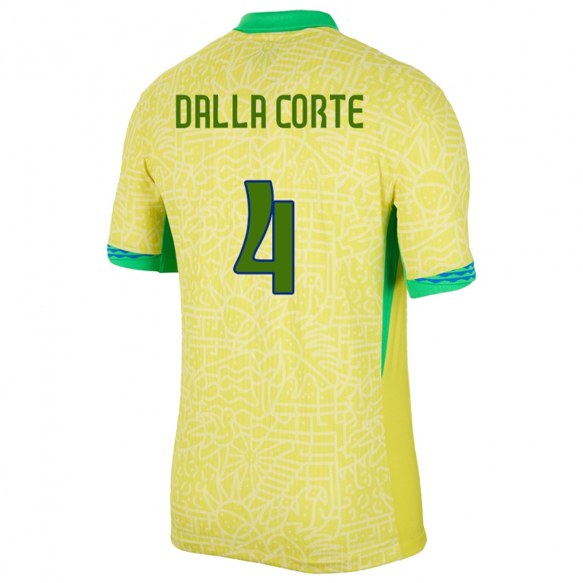 Kinder Brasilien Joao Dalla Corte #4 Gelb Heimtrikot Trikot 24-26 T-Shirt Österreich