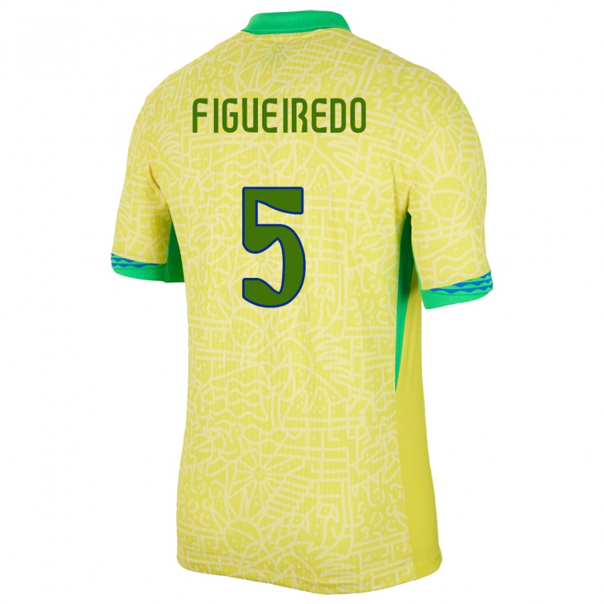 Kinder Brasilien Vitor Figueiredo #5 Gelb Heimtrikot Trikot 24-26 T-Shirt Österreich