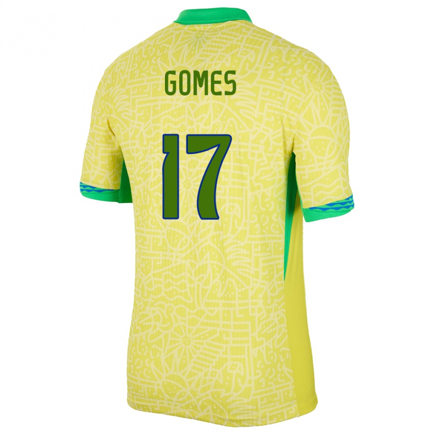 Kinder Brasilien William Gomes #17 Gelb Heimtrikot Trikot 24-26 T-Shirt Österreich