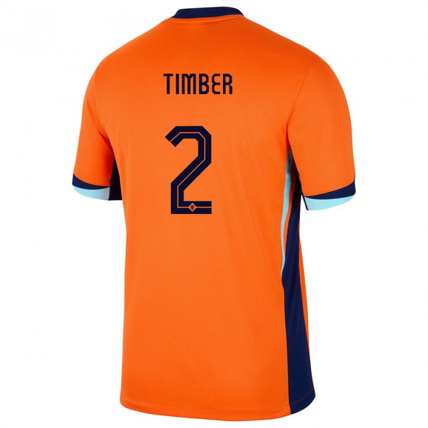 Kinder Niederlande Jurrien Timber #2 Orange Heimtrikot Trikot 24-26 T-Shirt Österreich