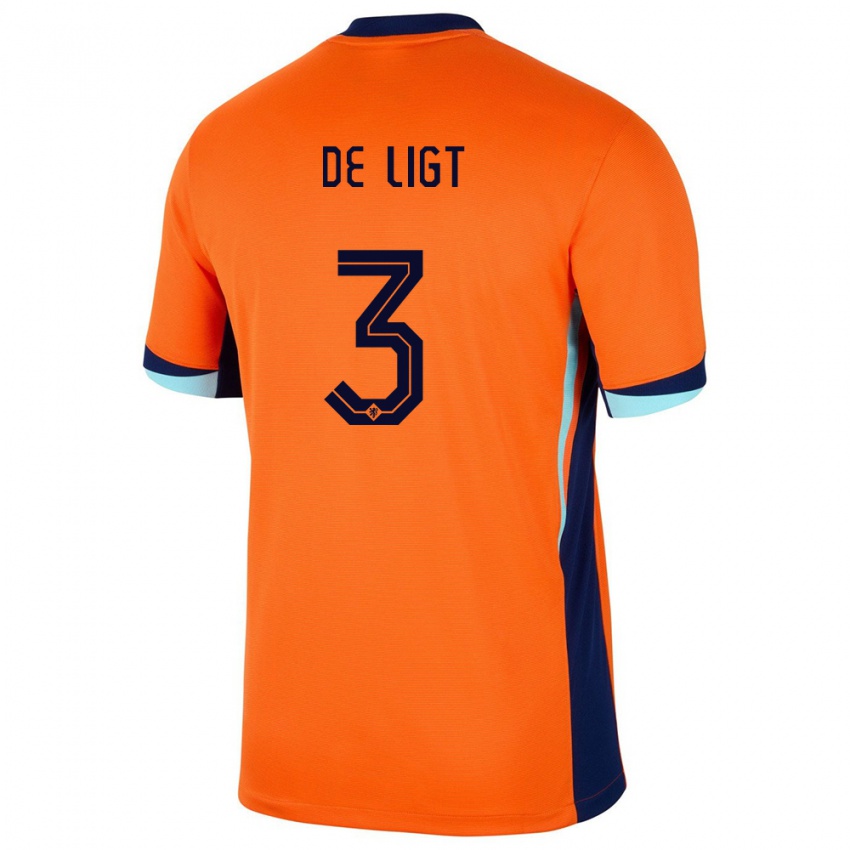 Kinder Niederlande Matthijs De Ligt #3 Orange Heimtrikot Trikot 24-26 T-Shirt Österreich