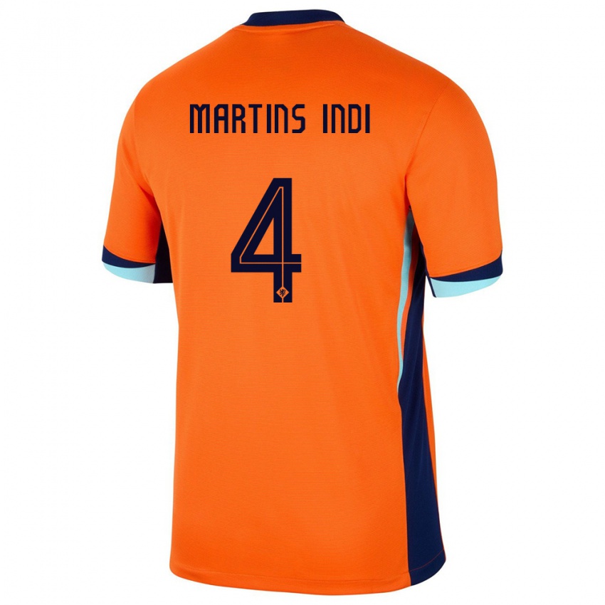 Kinder Niederlande Bruno Martins Indi #4 Orange Heimtrikot Trikot 24-26 T-Shirt Österreich