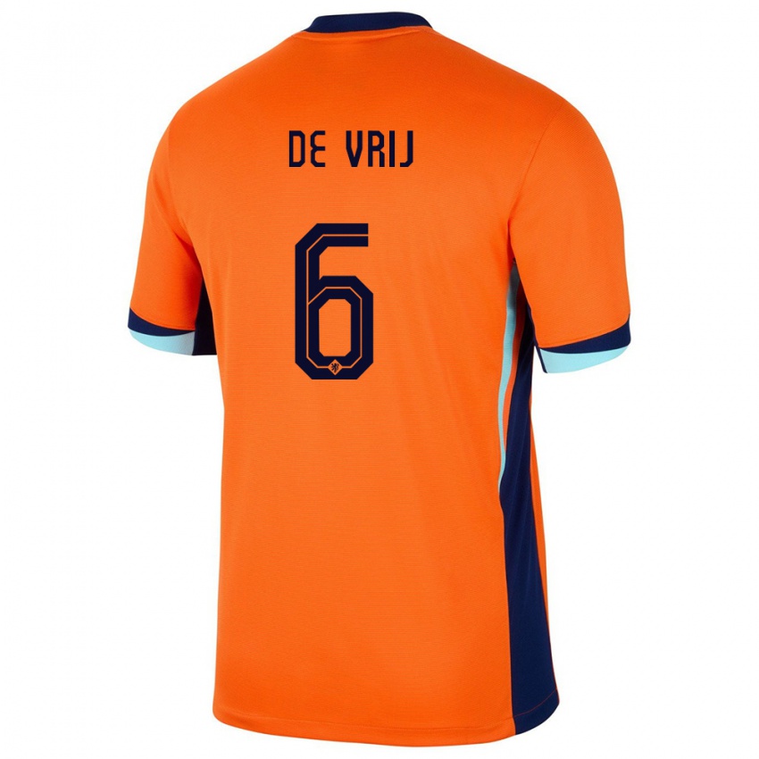 Kinder Niederlande Stefan De Vrij #6 Orange Heimtrikot Trikot 24-26 T-Shirt Österreich