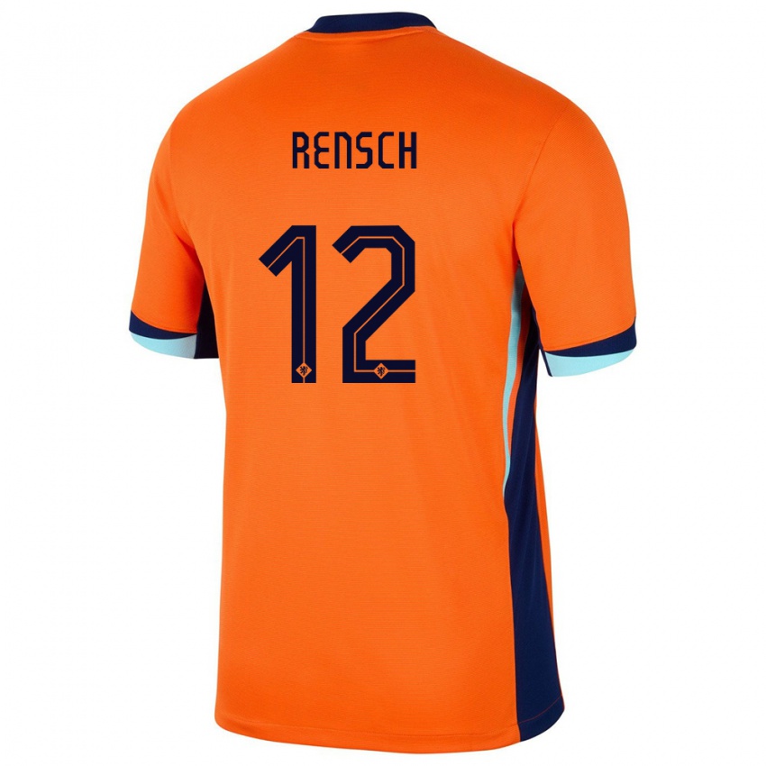 Kinder Niederlande Devyne Rensch #12 Orange Heimtrikot Trikot 24-26 T-Shirt Österreich