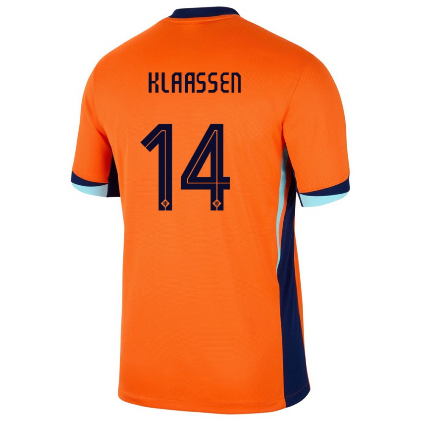 Kinder Niederlande Davy Klaassen #14 Orange Heimtrikot Trikot 24-26 T-Shirt Österreich