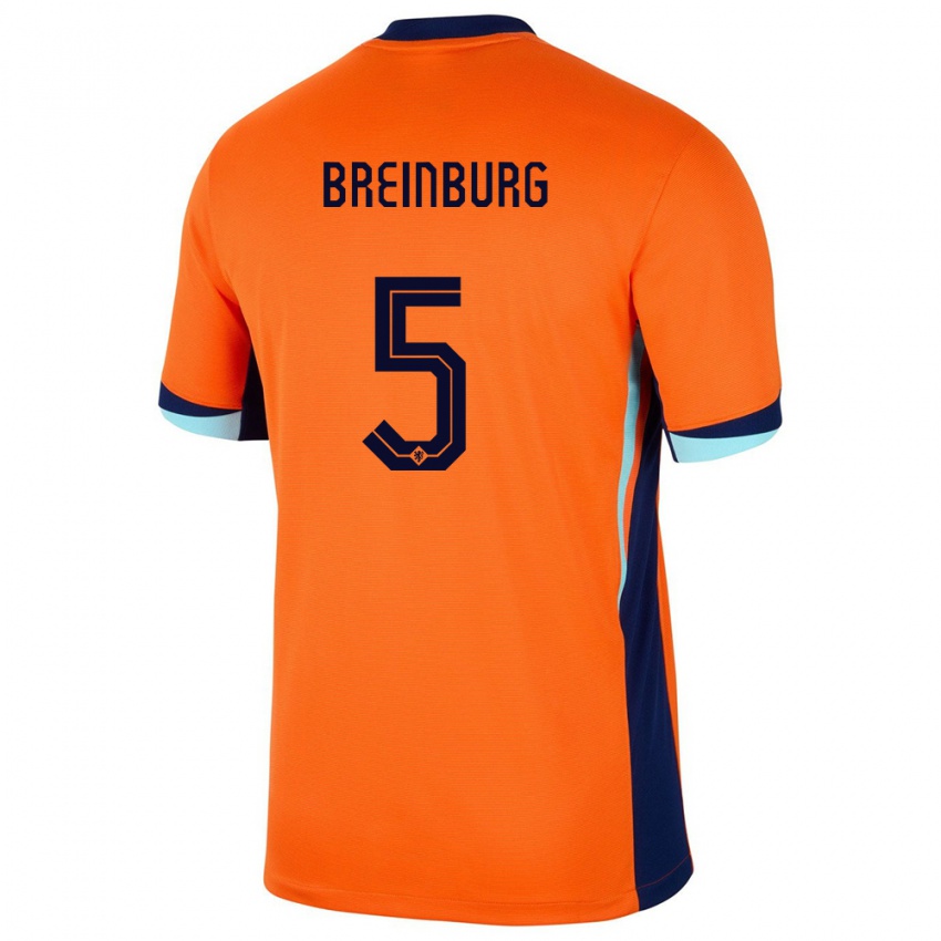 Kinder Niederlande Rainey Breinburg #5 Orange Heimtrikot Trikot 24-26 T-Shirt Österreich