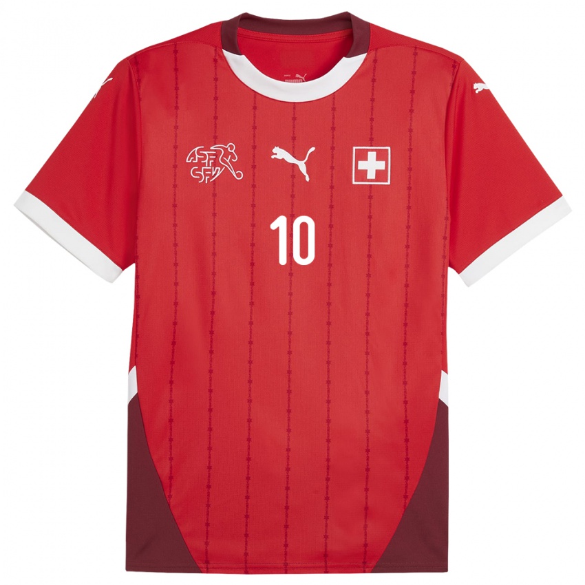 Kinder Schweiz Mile Vukelic #10 Rot Heimtrikot Trikot 24-26 T-Shirt Österreich