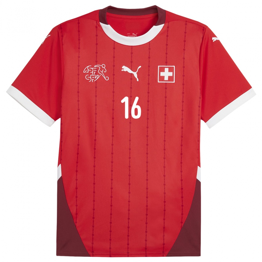 Kinder Schweiz Carmine Chiappetta #16 Rot Heimtrikot Trikot 24-26 T-Shirt Österreich