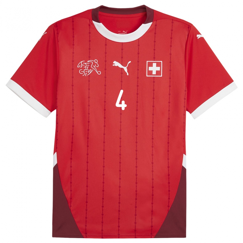 Kinder Schweiz Pascal Hammer #4 Rot Heimtrikot Trikot 24-26 T-Shirt Österreich