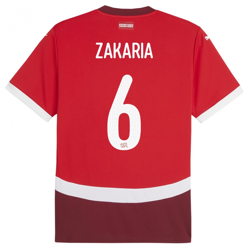 Kinder Schweiz Denis Zakaria #6 Rot Heimtrikot Trikot 24-26 T-Shirt Österreich